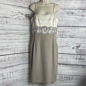 Etcetera Dress Womens size 10 sleeveless satin corset sequin sheath Midi party